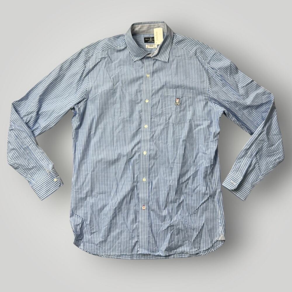 NWT Psycho Bunny Shirt Mens XL Blue Check Cotton